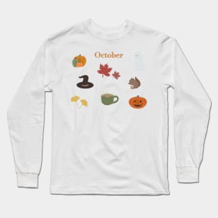 Cute October Essential Doodles Long Sleeve T-Shirt